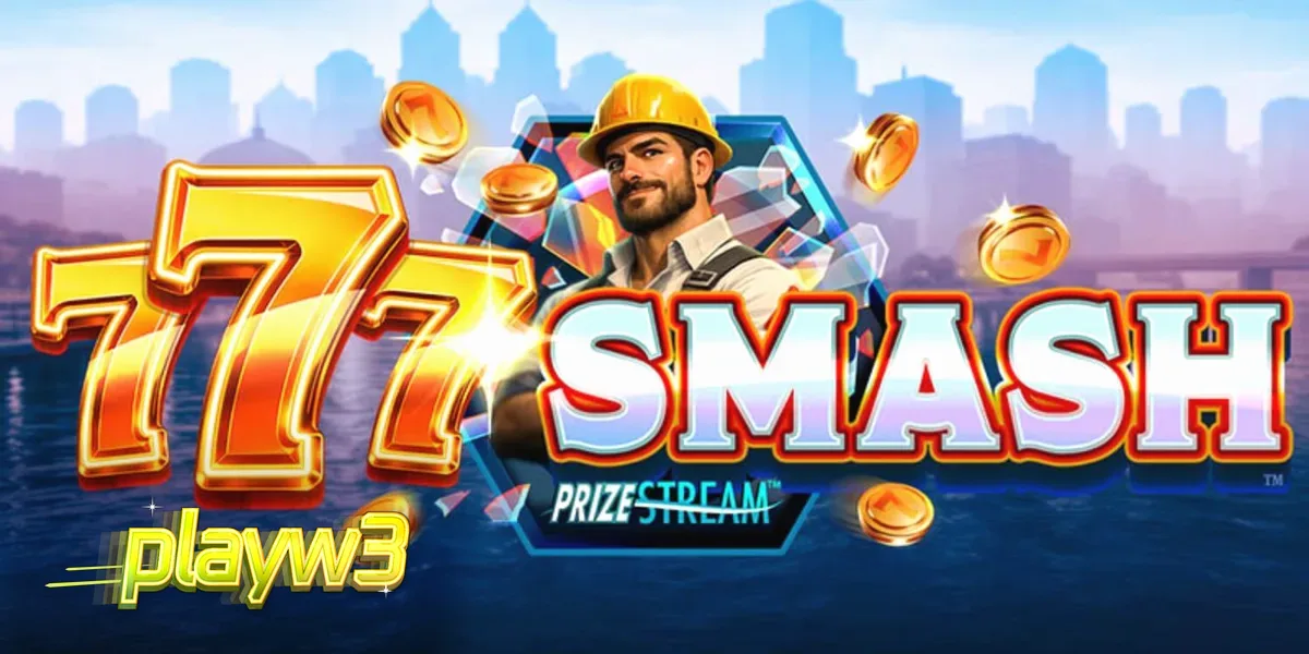 Tampilan visual slot 777 Smash dengan tema konstruksi dan bola penghancur